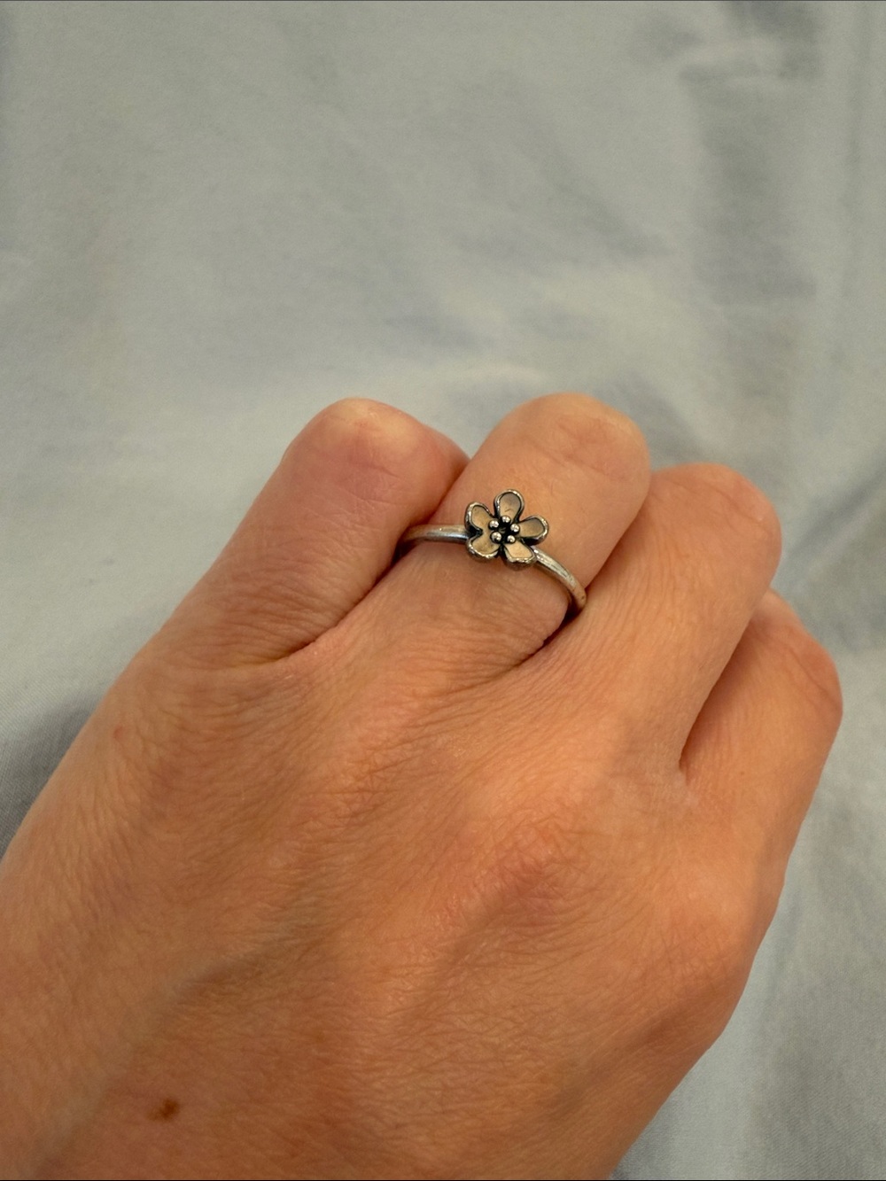 Pandora Sterling Silver Pink Flower Ring